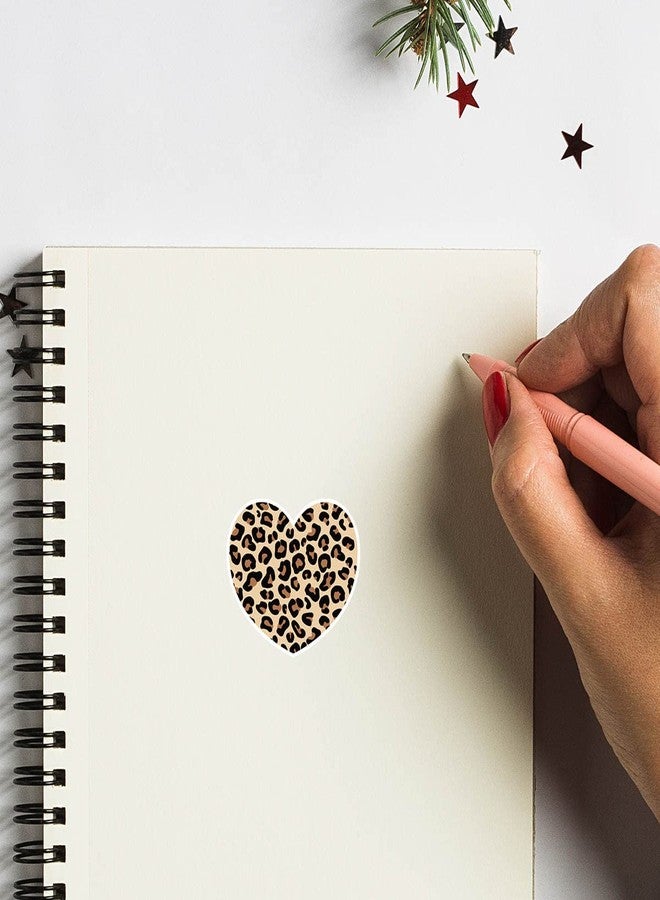 GUVSPTI Leopard Print Heart Stickers 1in for Scrapbooking, Arts, Craft, Kids DIY, Calendars Journals 80-Pack - Image 3